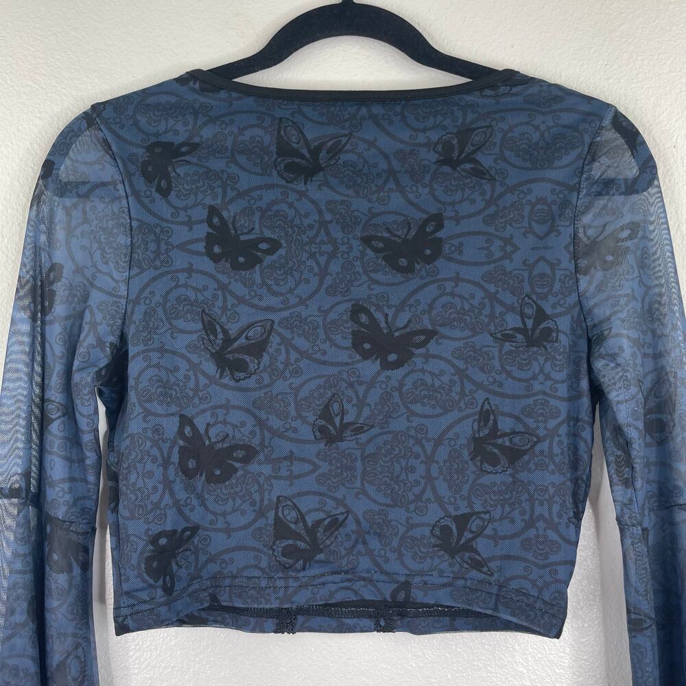 Tim Burton's Corpse Bride Romwe Black Blouse sheer butterfly Medium Whimsigoth - Picture 8 of 15